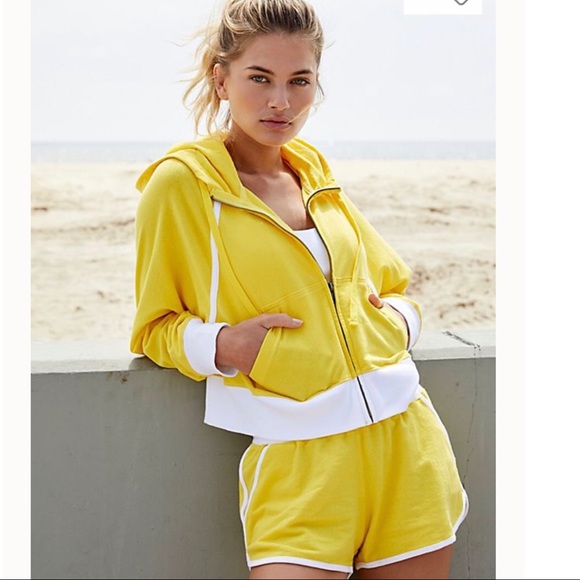 Free People Tops - Free People Yellow Zip Up Hoodie Sweatshirt